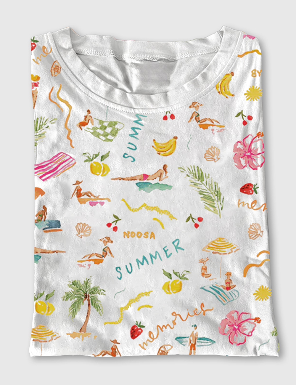 Women's Summer Memories Fruity Cocktails Tropical Trees Sandy Beaches Short Sleeve T-Shirt