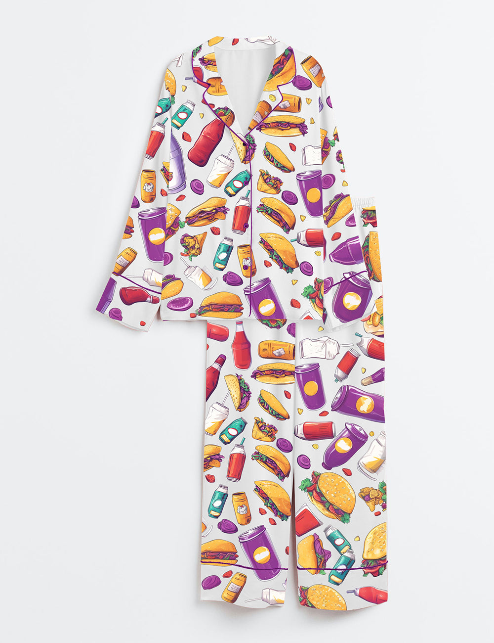 Women's Taco Long Sleeve Satin Pajama Set