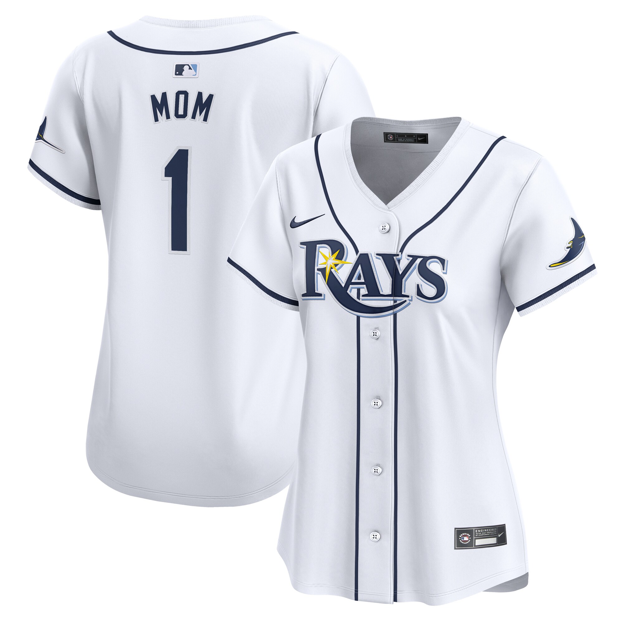 Women's Tampa Bay Rays White #1 Mom Home Limited Jersey - JS341 