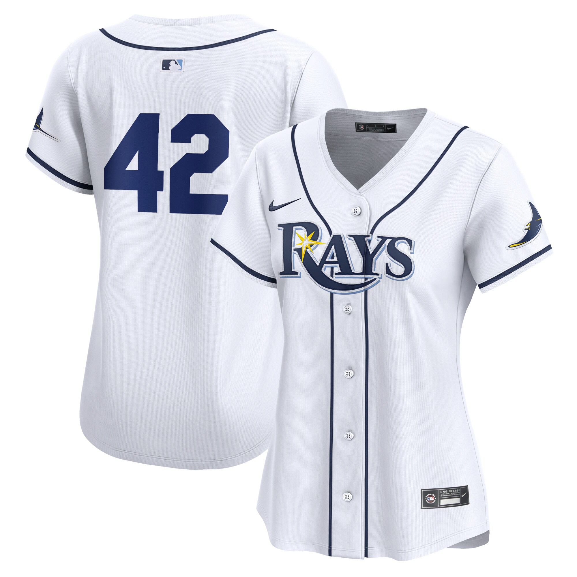 Women's Tampa Bay Rays White 2024 Jackie Robinson Day Home Limited Jersey - JS958 