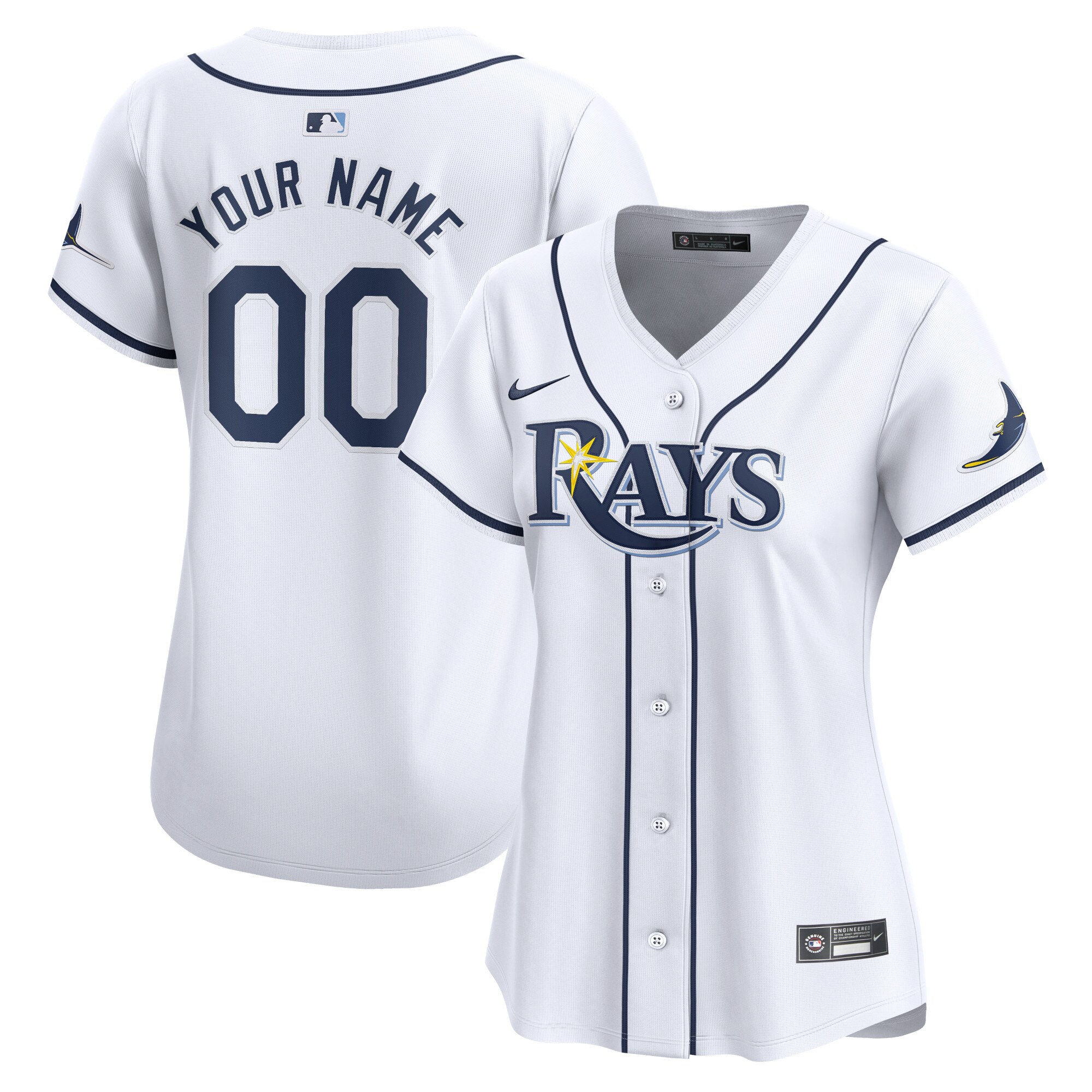 Women's Tampa Bay Rays White Home Limited Custom Jersey - JS808 