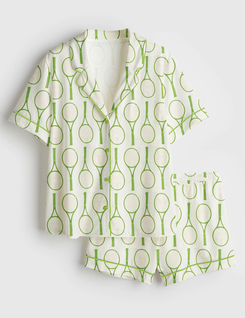 Women's Tennis Time Tennis Lover Tennis Player Game DayÂ Print Short Sleeve Satin Pajama Set