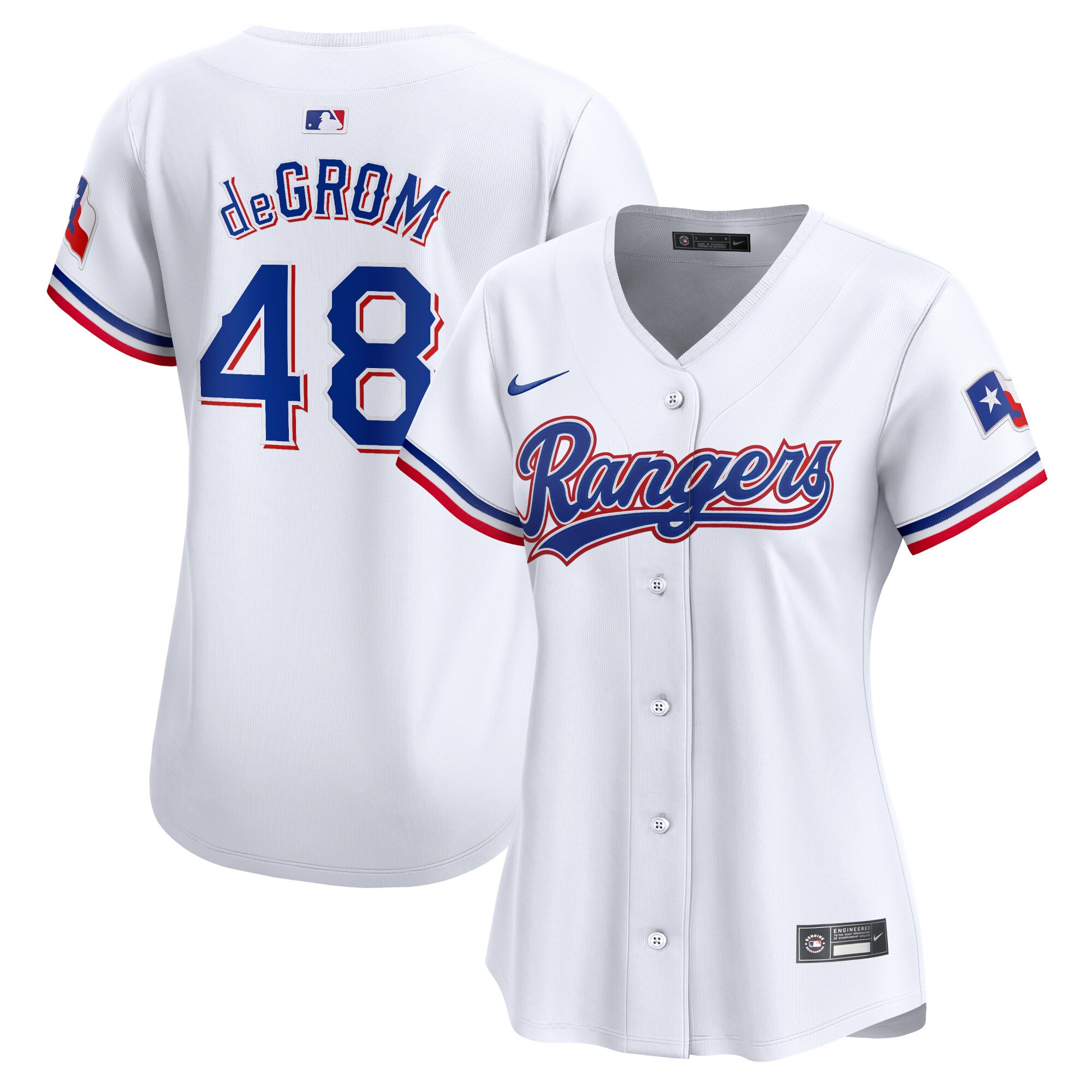 Women's Texas Rangers Jacob deGrom White Home Limited Player Jersey - JS275 