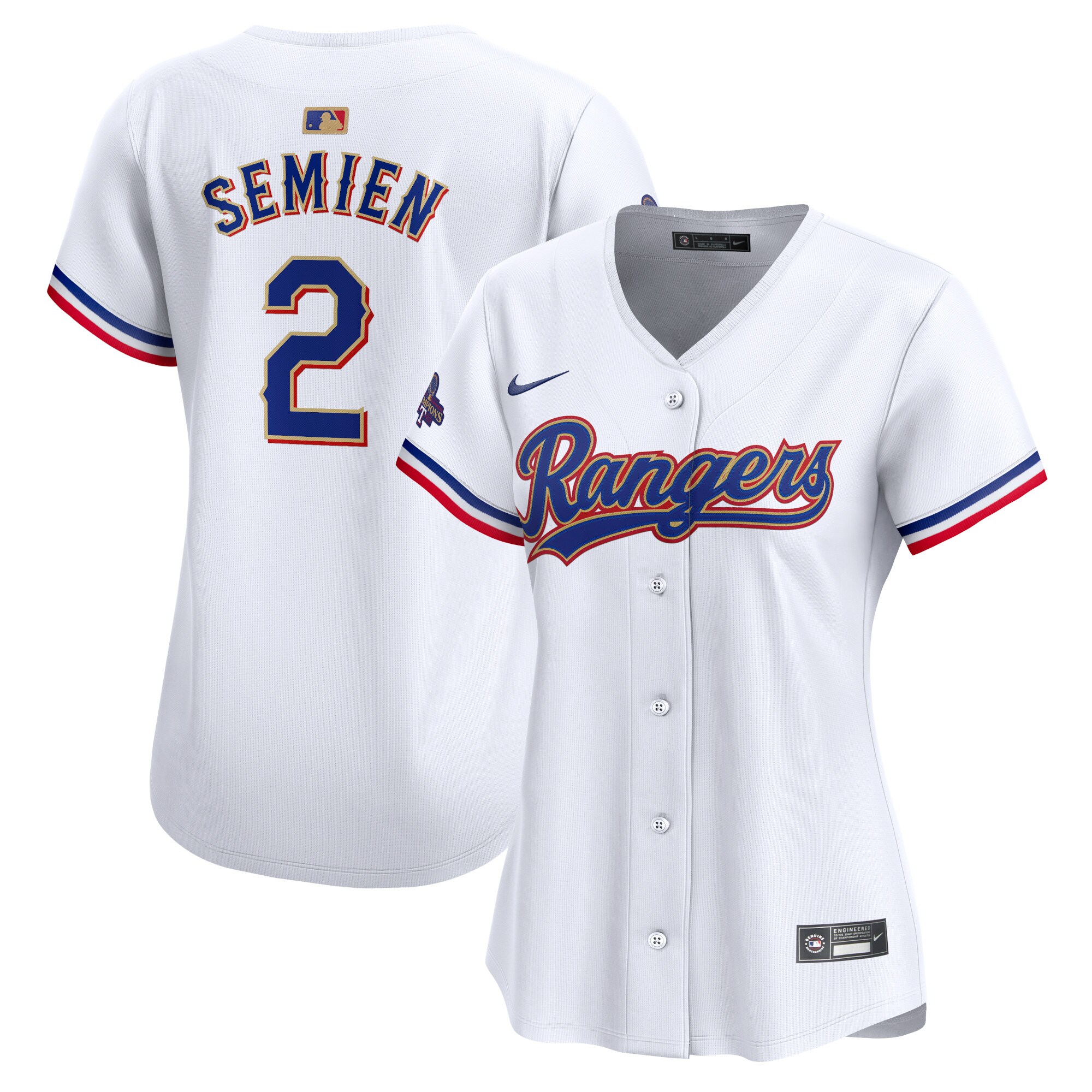 Women's Texas Rangers Marcus Semien White 2024 Gold Collection Limited Player Jersey - JS817 
