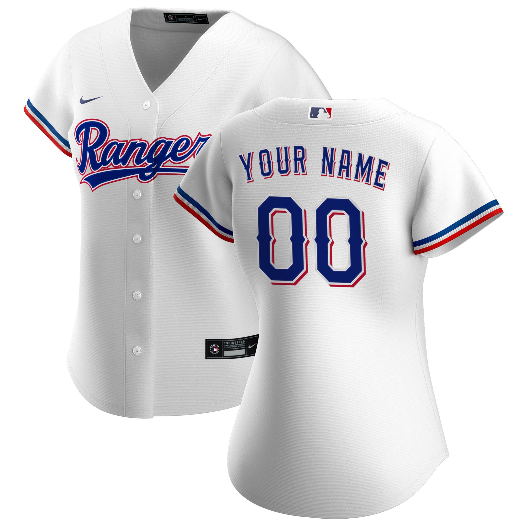 Women's Texas Rangers White Home Custom Jersey - JS467 