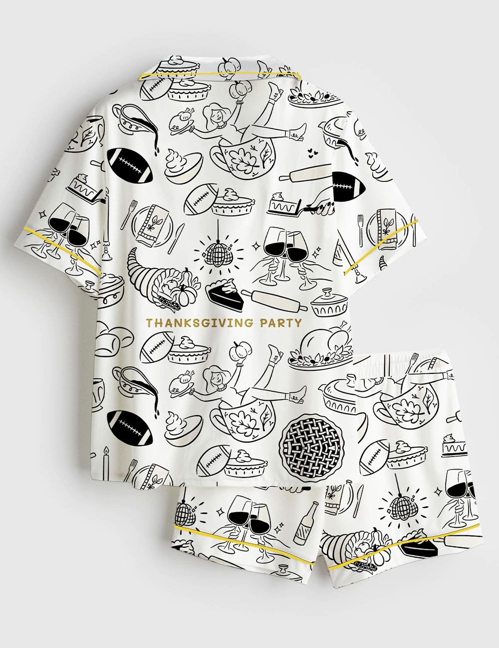 Alternative view of Women's Thanksgiving Party Short Sleeve Satin Pajama Set