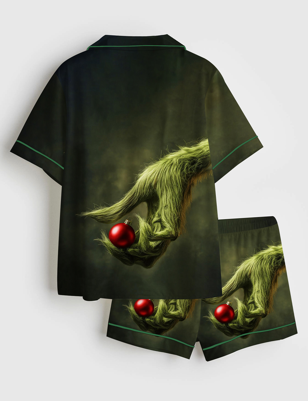 Alternative view of Women's The Grinch Holding An Ornament Christmas Short Sleeve Satin Pajama Set
