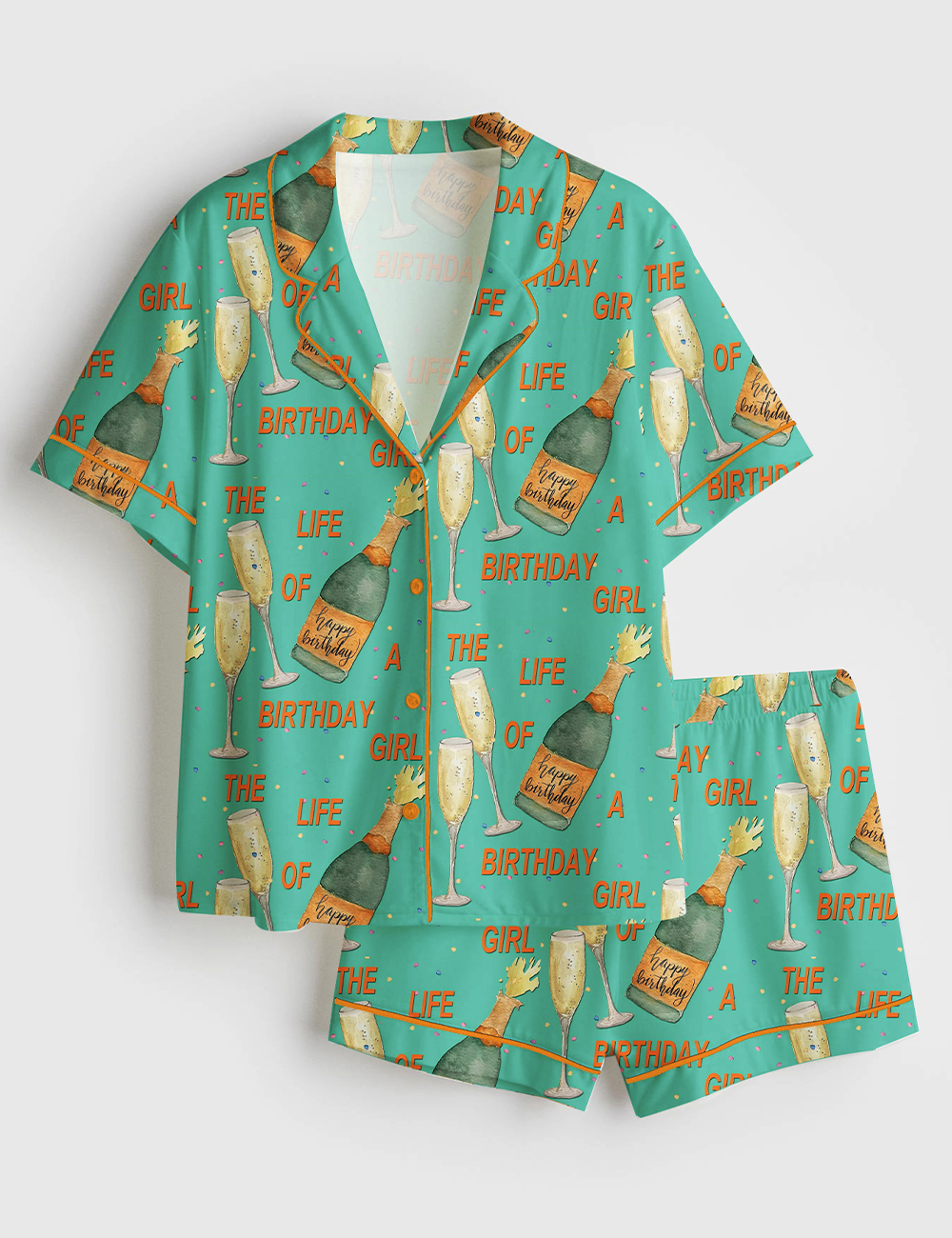 Women's The Life Of A Birthday Girl Life Of A Showgirl Short Sleeve Satin Pajama Set