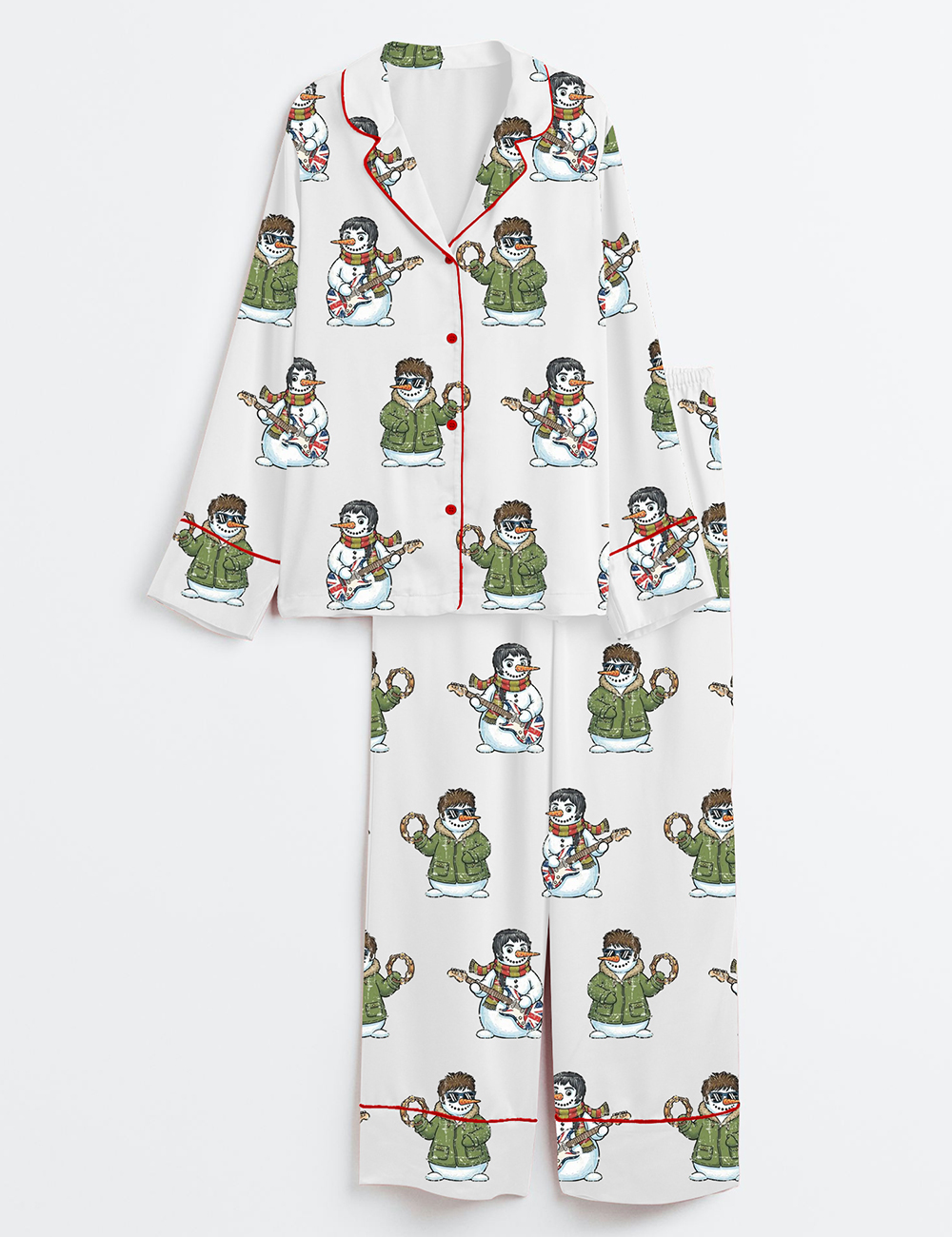 Women's The New Snowasis Christmas Funny Festive Christmas Santa Long Sleeve Satin Pajama Set