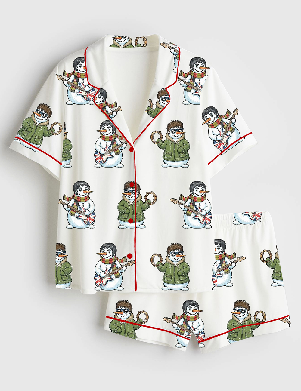 Women's The New Snowasis Christmas Funny Festive Christmas Santa Short Sleeve Satin Pajama Set