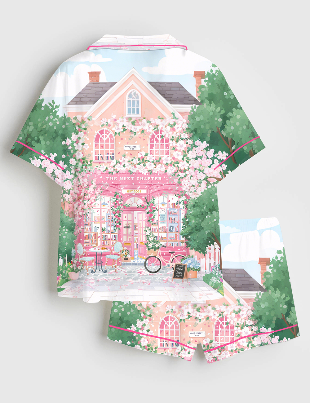 Alternative view of Women's The Next Chapter Bookshop Reading Nook Book Lover Short Sleeve Satin Pajama Set