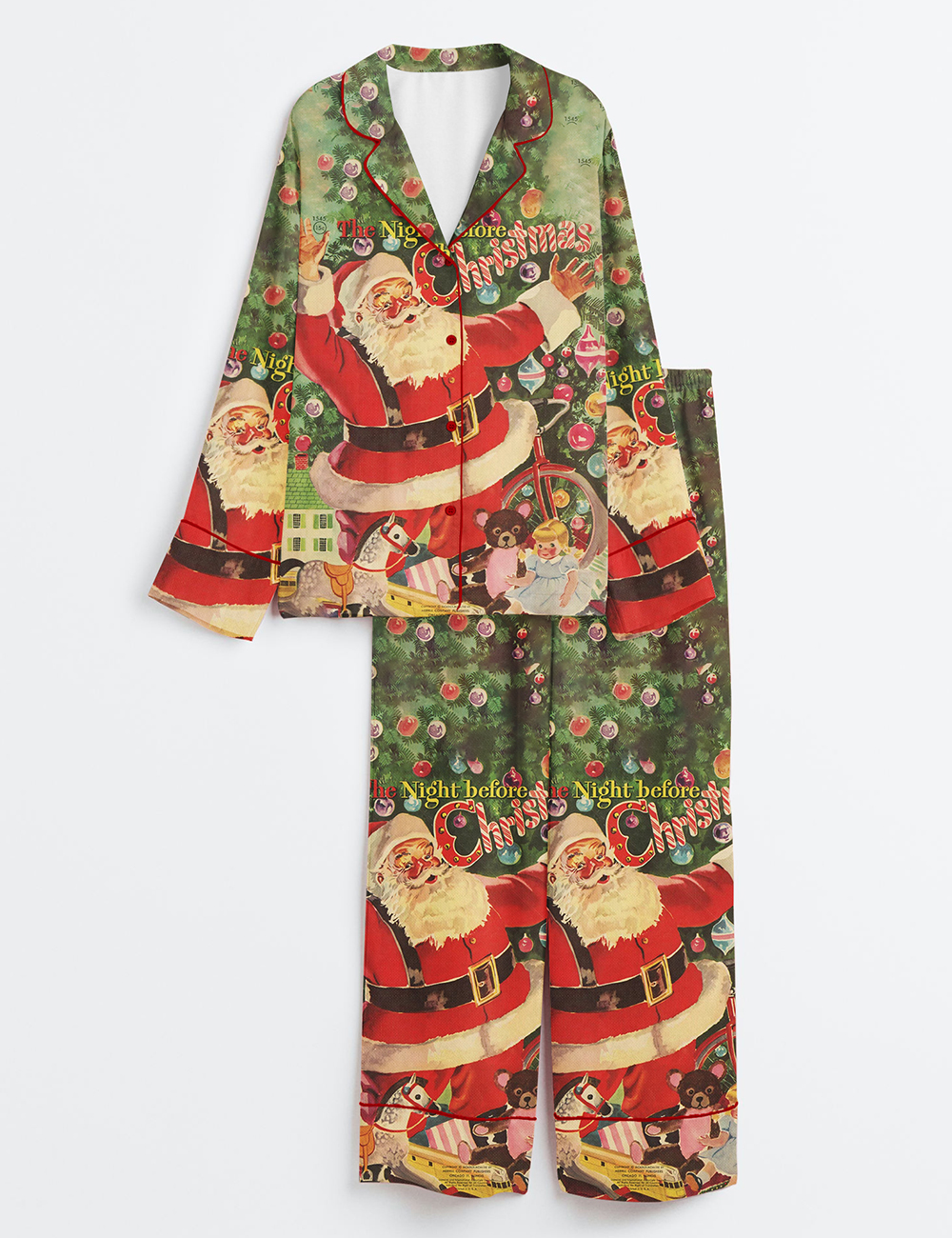 Women's The Night Before Christmas 1949 Long Sleeve Satin Pajama Set