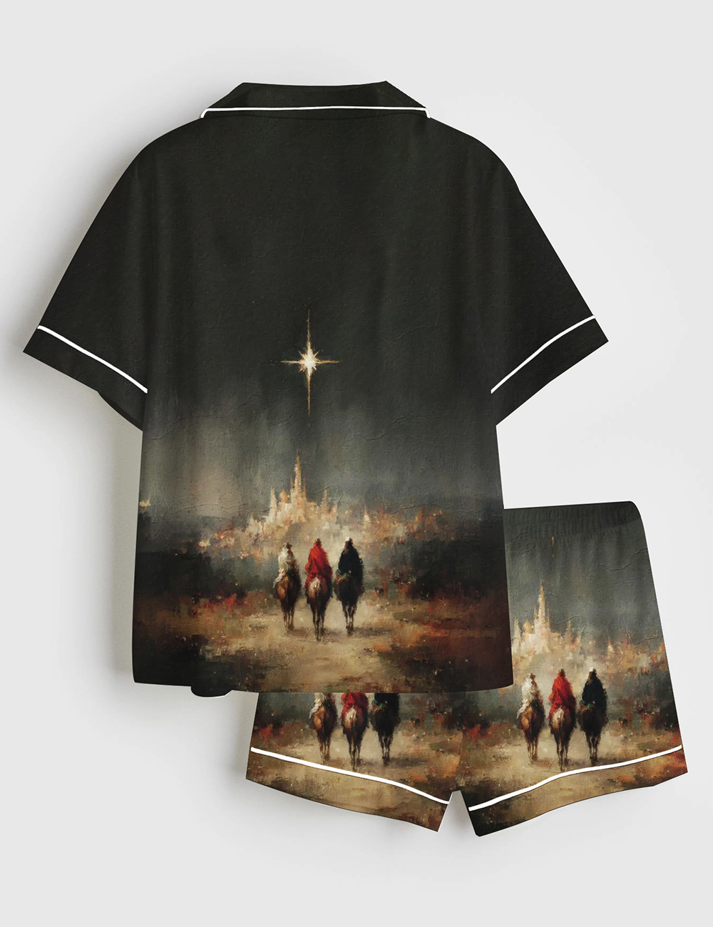 Alternative view of Women's Three Wise Men Journey Canvas Christian Christmas Short Sleeve Satin Pajama Set