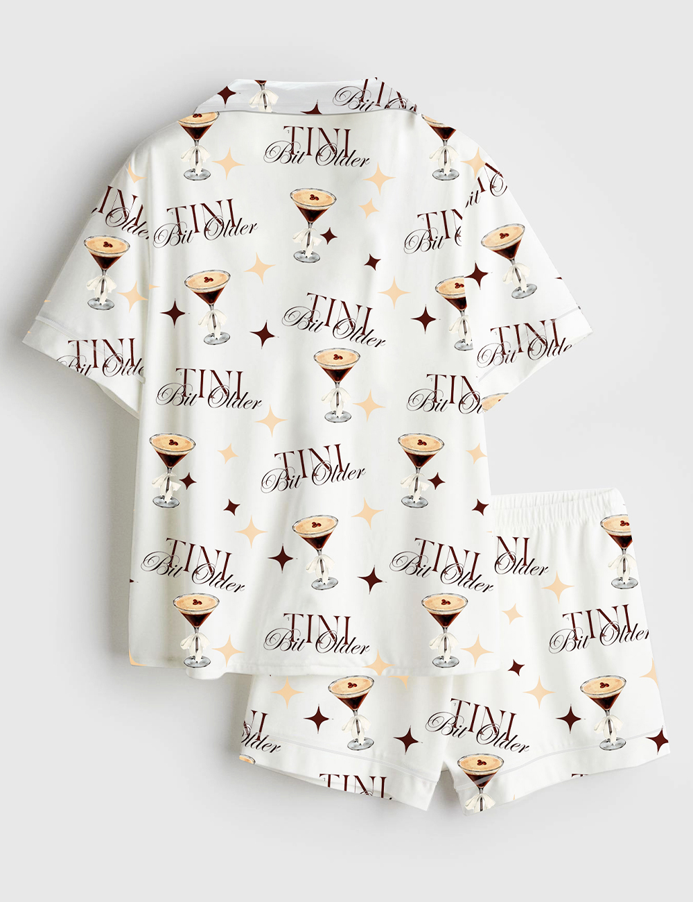 Alternative view of Women's Tini Bit Older Dirty Martini Lover Tini Time Bachelorette Party Print Short Sleeve Satin Pajama Set