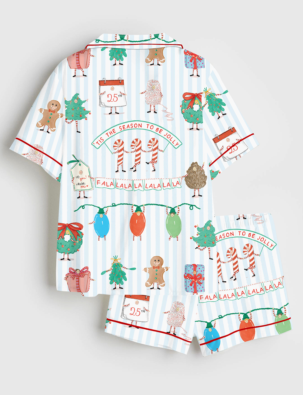 Alternative view of Women's Tis The Season To Be Jolly Christmas Festive Holiday Jolly Season Short Sleeve Satin Pajama Set