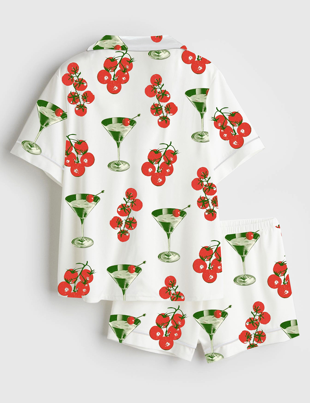 Alternative view of Women's Tomato Girl Summer Cocktail Tomato Short Sleeve Satin Pajama Set