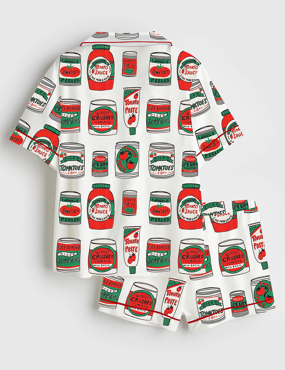 Alternative view of Women's Tomatoes Screen Canned Tomato Pasta Sauce Italian Dinner Short Sleeve Satin Pajama Set