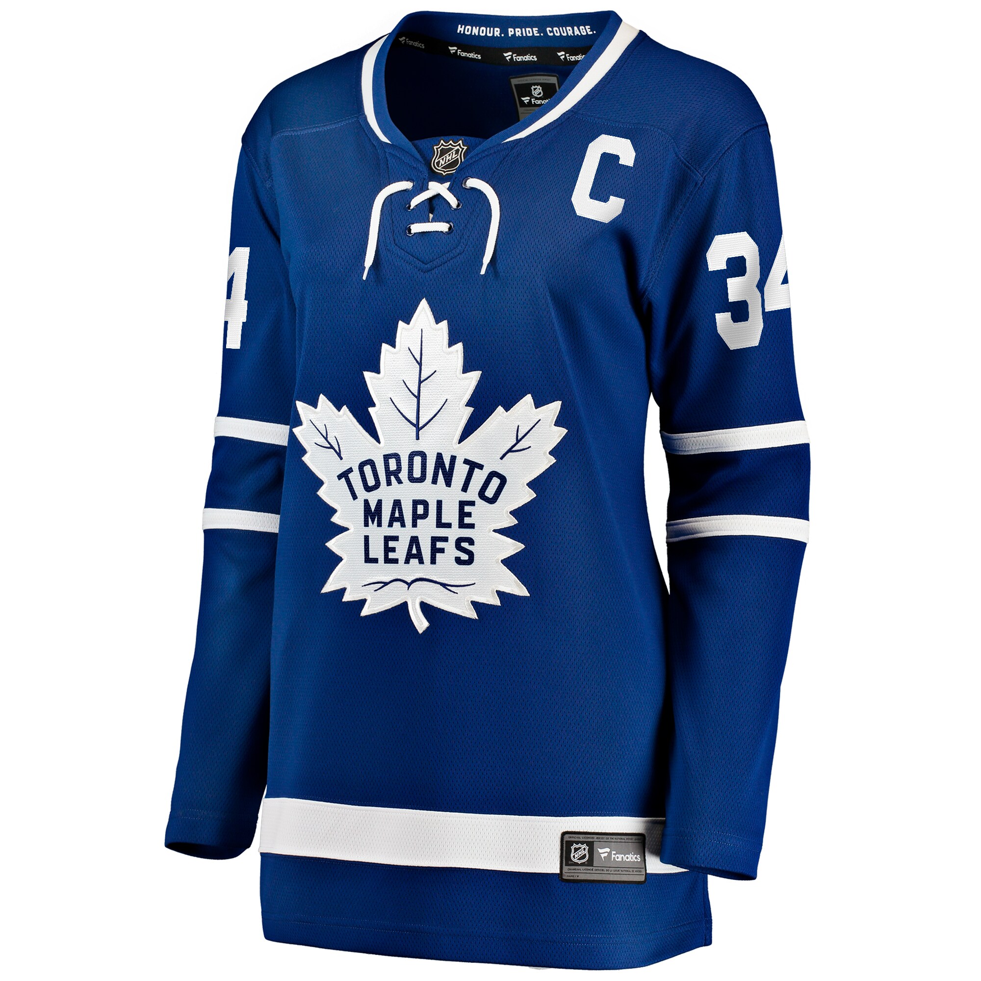 Alternative view of Women's Toronto Maple Leafs Auston Matthews Blue Captain Patch Home Breakaway Player Jersey - JS585 
