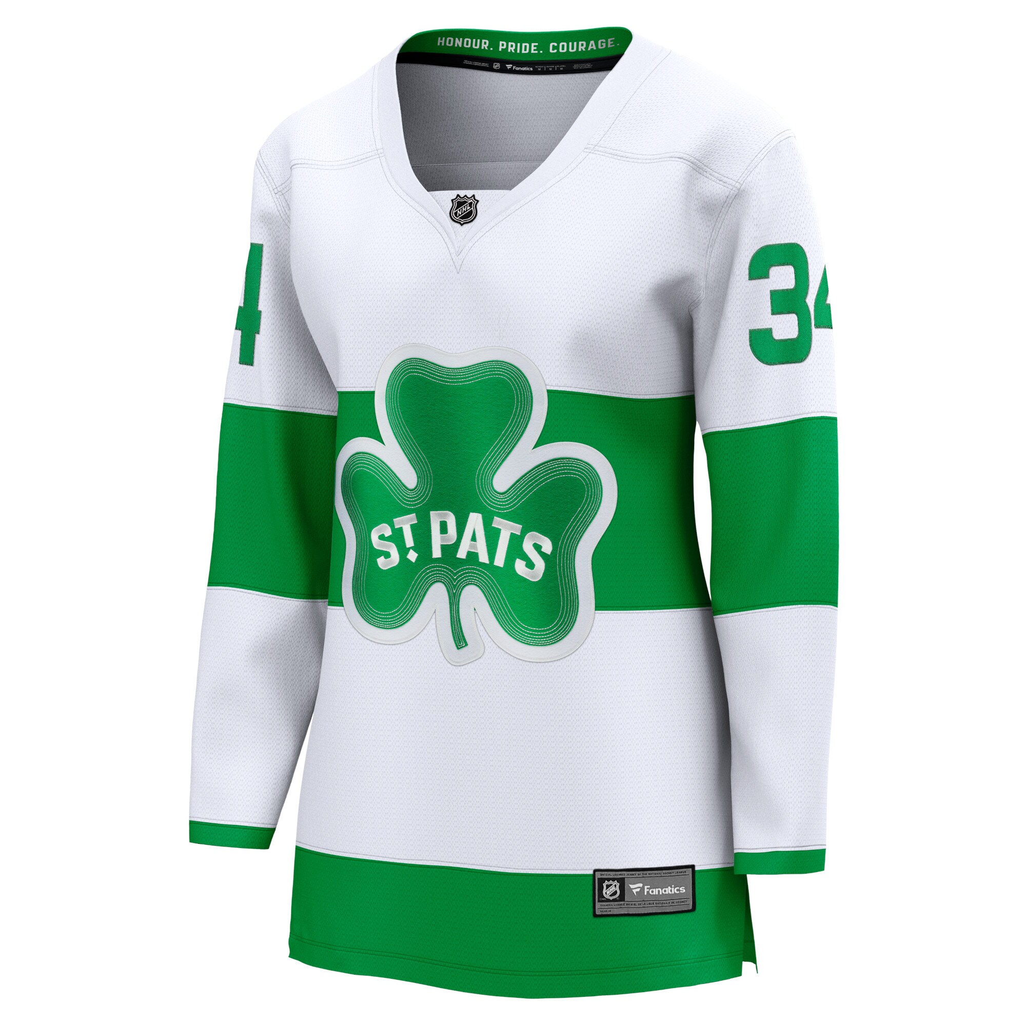 Alternative view of Women's Toronto Maple Leafs Auston Matthews White St. Patricks Alternate Premier Breakaway Player Jersey - JS910 