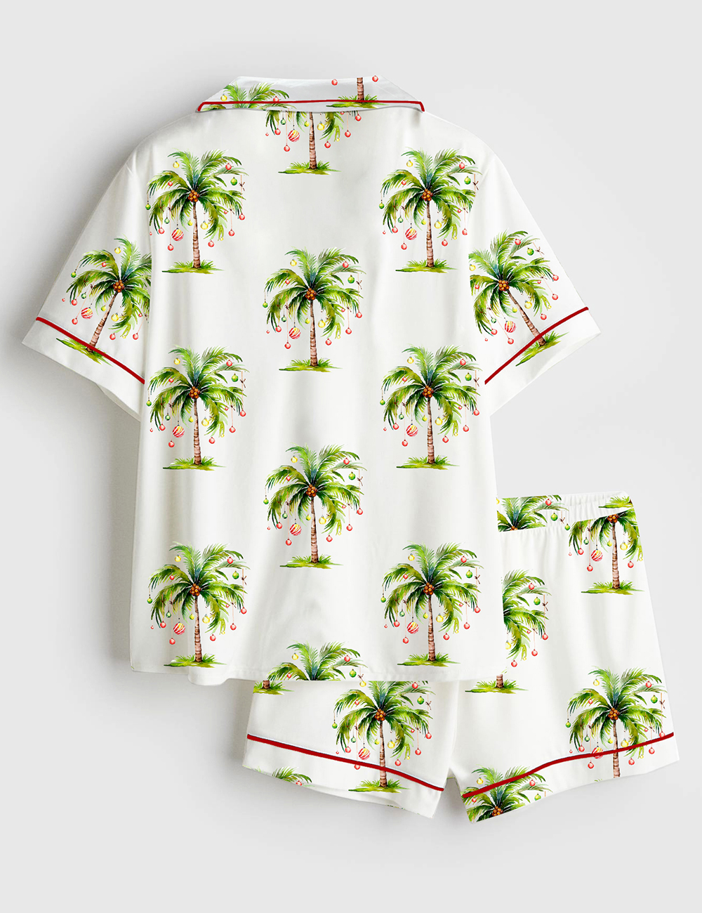 Alternative view of Women's Tropical Palm Christmas Tree Hawaii Holiday Short Sleeve Satin Pajama Set