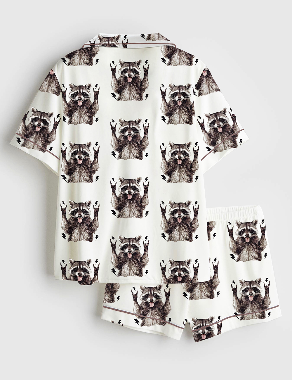 Alternative view of Women's Unhinged and Feral Racoon Short Sleeve Satin Pajama Set