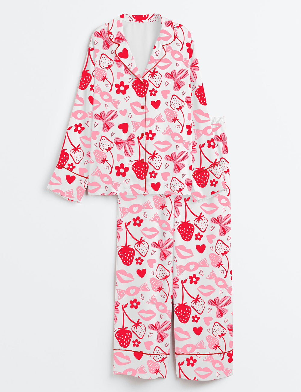 Women's Valentine's Day Art Long Sleeve Satin Pajama Set