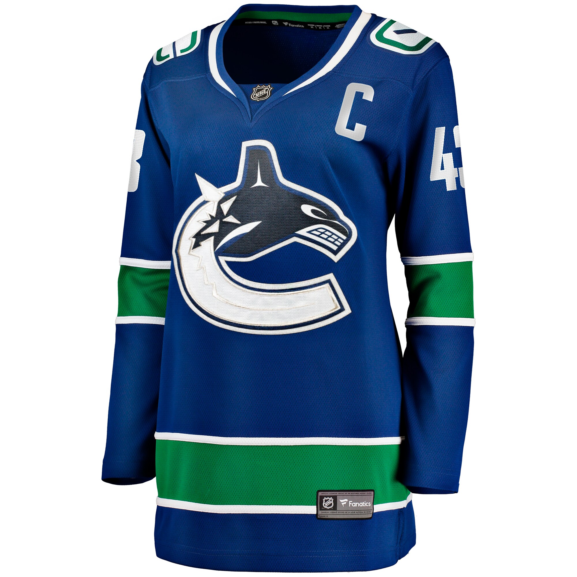 Alternative view of Women's Vancouver Canucks Quinn Hughes Blue Home Breakaway Player Jersey - JS814 