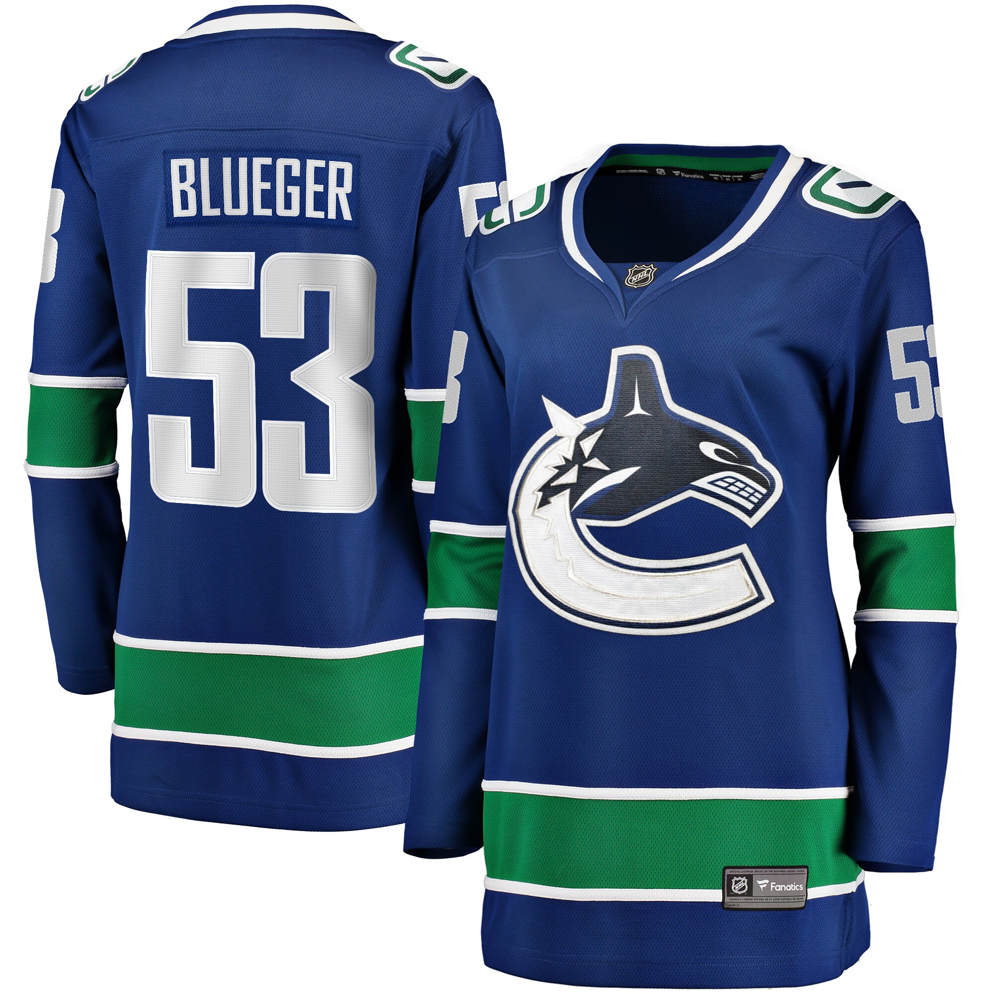 Women's Vancouver Canucks Teddy Blueger Blue Home Breakaway Player Jersey - JS836 