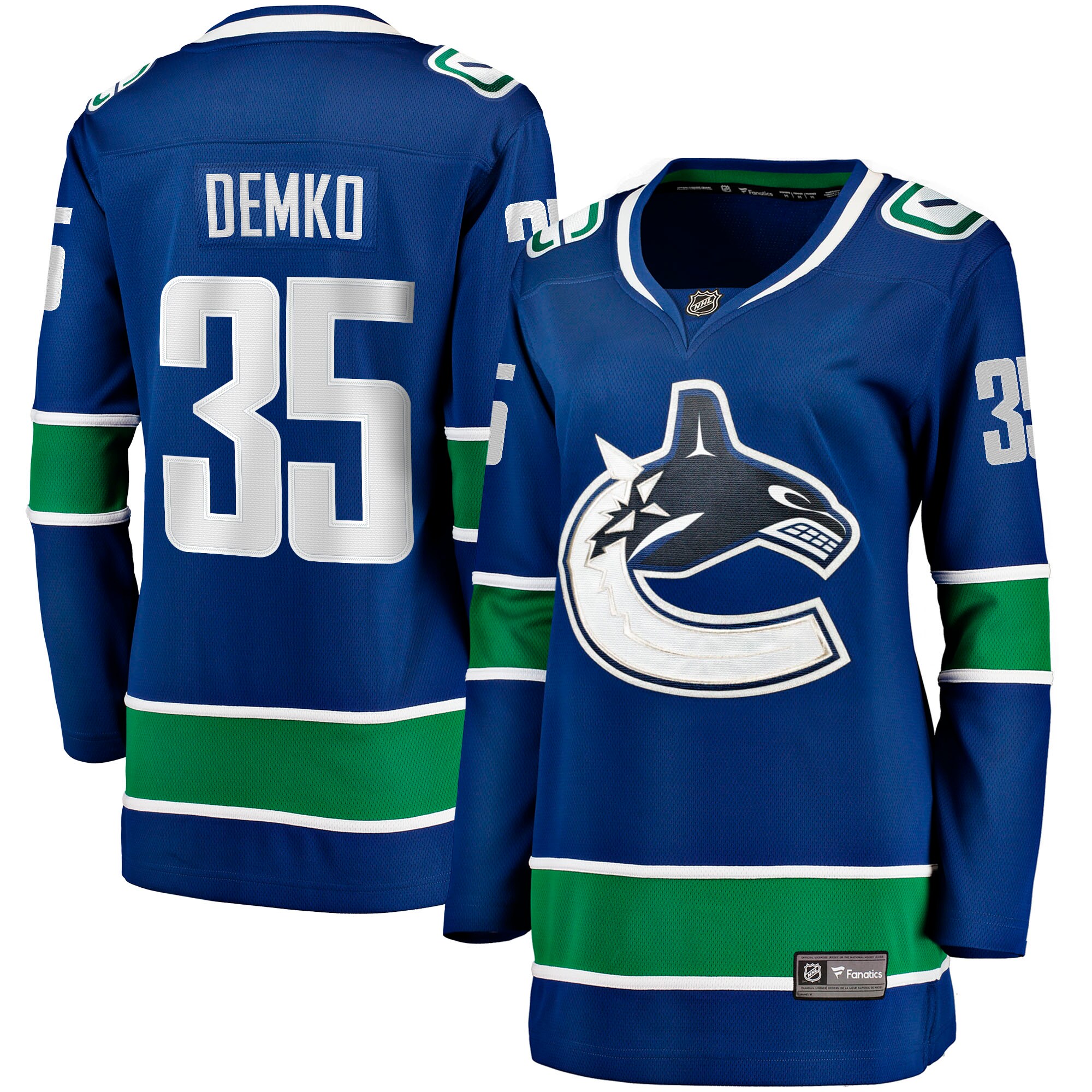 Women's Vancouver Canucks Thatcher Demko Blue Home Breakaway Jersey - JS965 