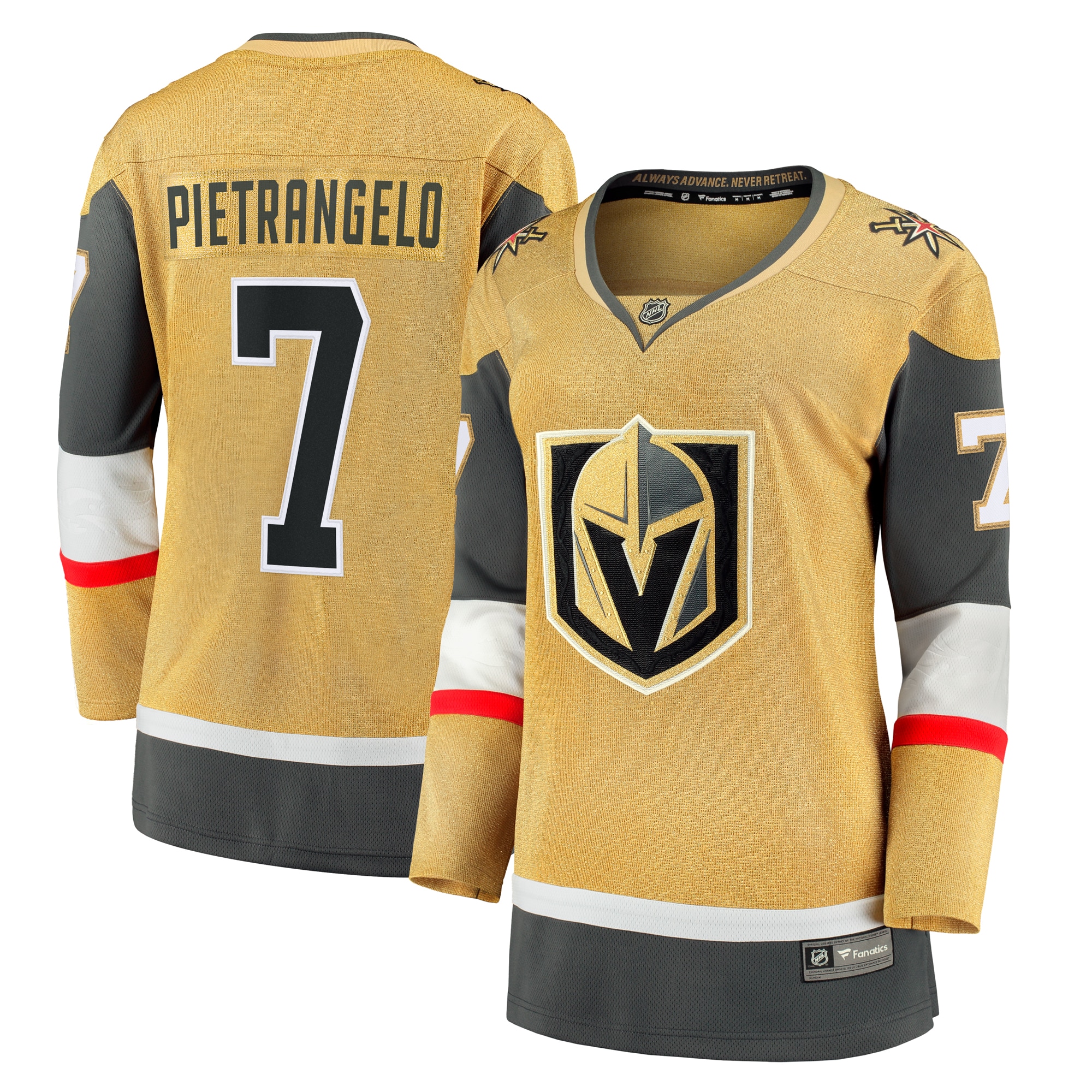 Women's Vegas Golden Knights Alex Pietrangelo Gold Home Breakaway Player Jersey - JS684 