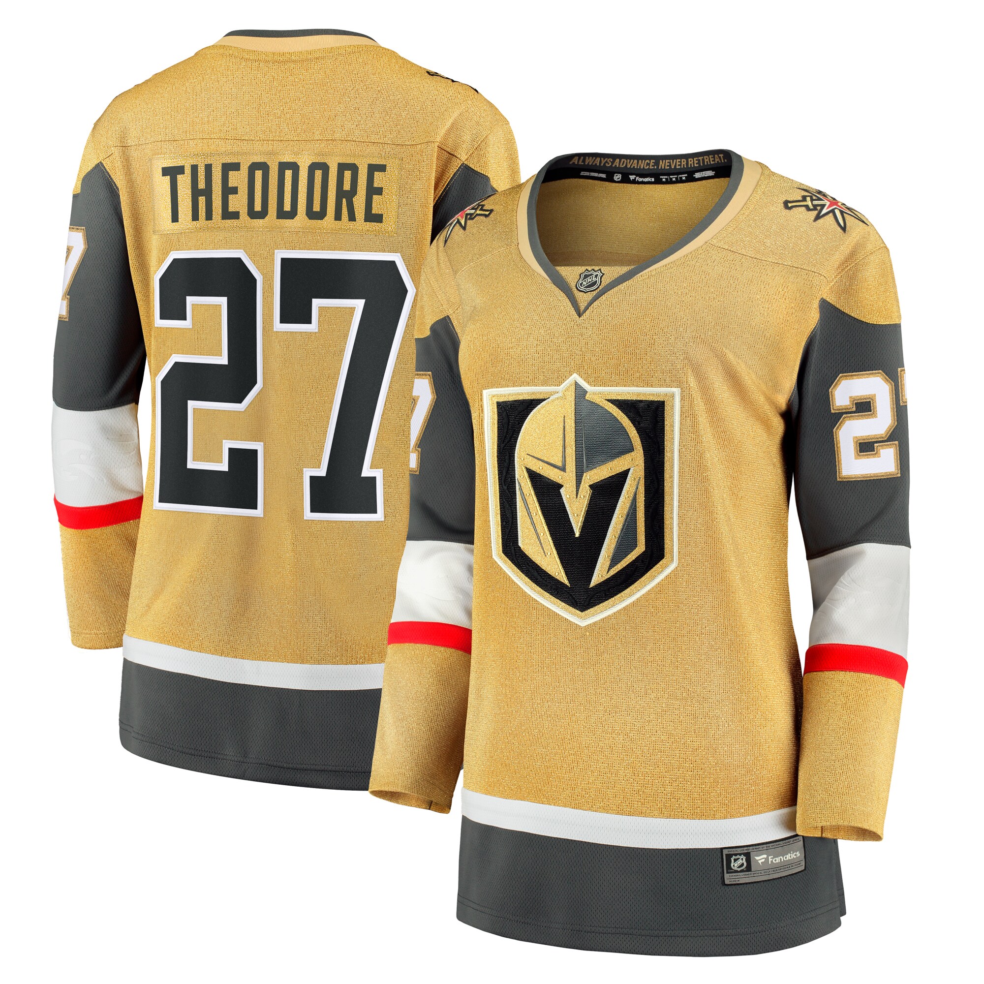 Women's Vegas Golden Knights Shea Theodore Gold Home Breakaway Jersey - JS453 