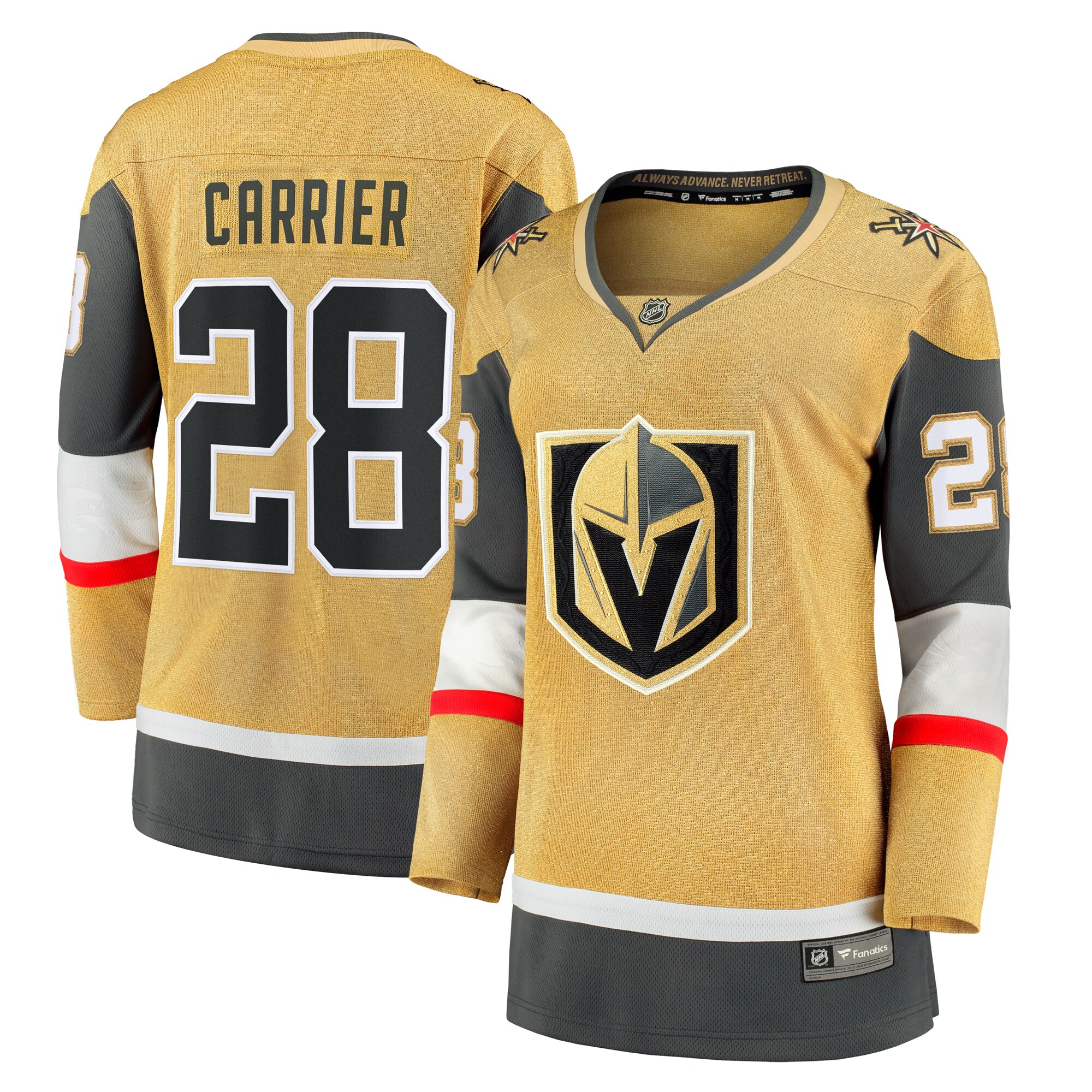 Women's Vegas Golden Knights William Carrier Gold Home Breakaway Player Jersey - JS538 