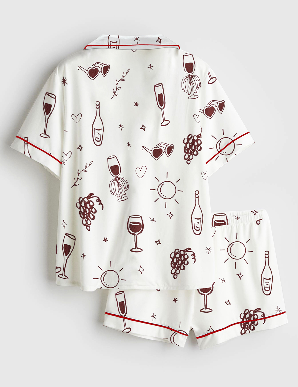 Alternative view of Women's Vino Before Vows Bachelorette Wine Themed Bach Party Wine And Vows Wedding Party Print Short Sleeve Satin Pajama Set