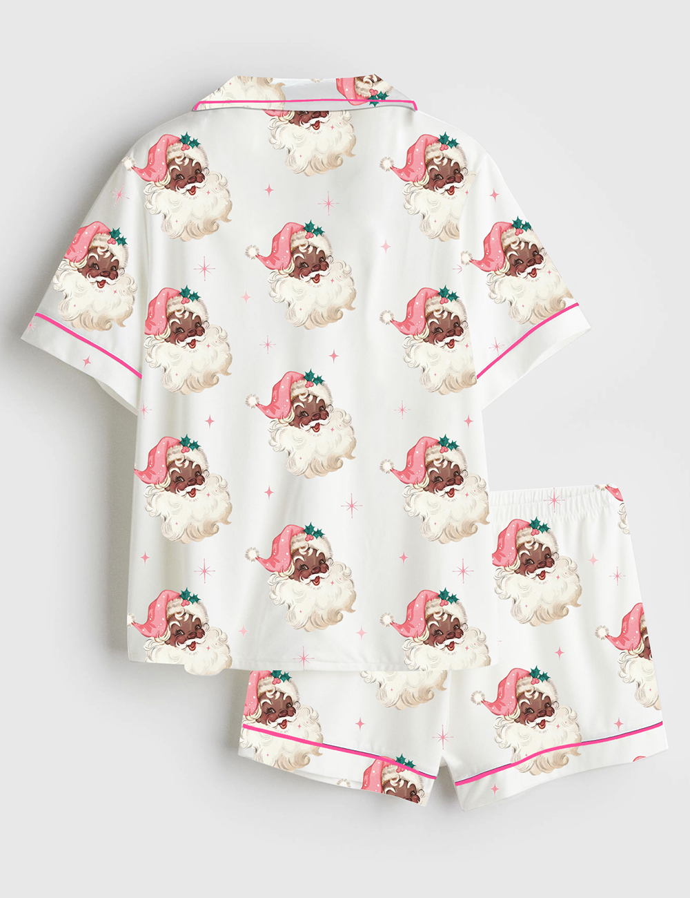 Alternative view of Women's Vintage African American Santa Claus Black Santa Short Sleeve Satin Pajama Set