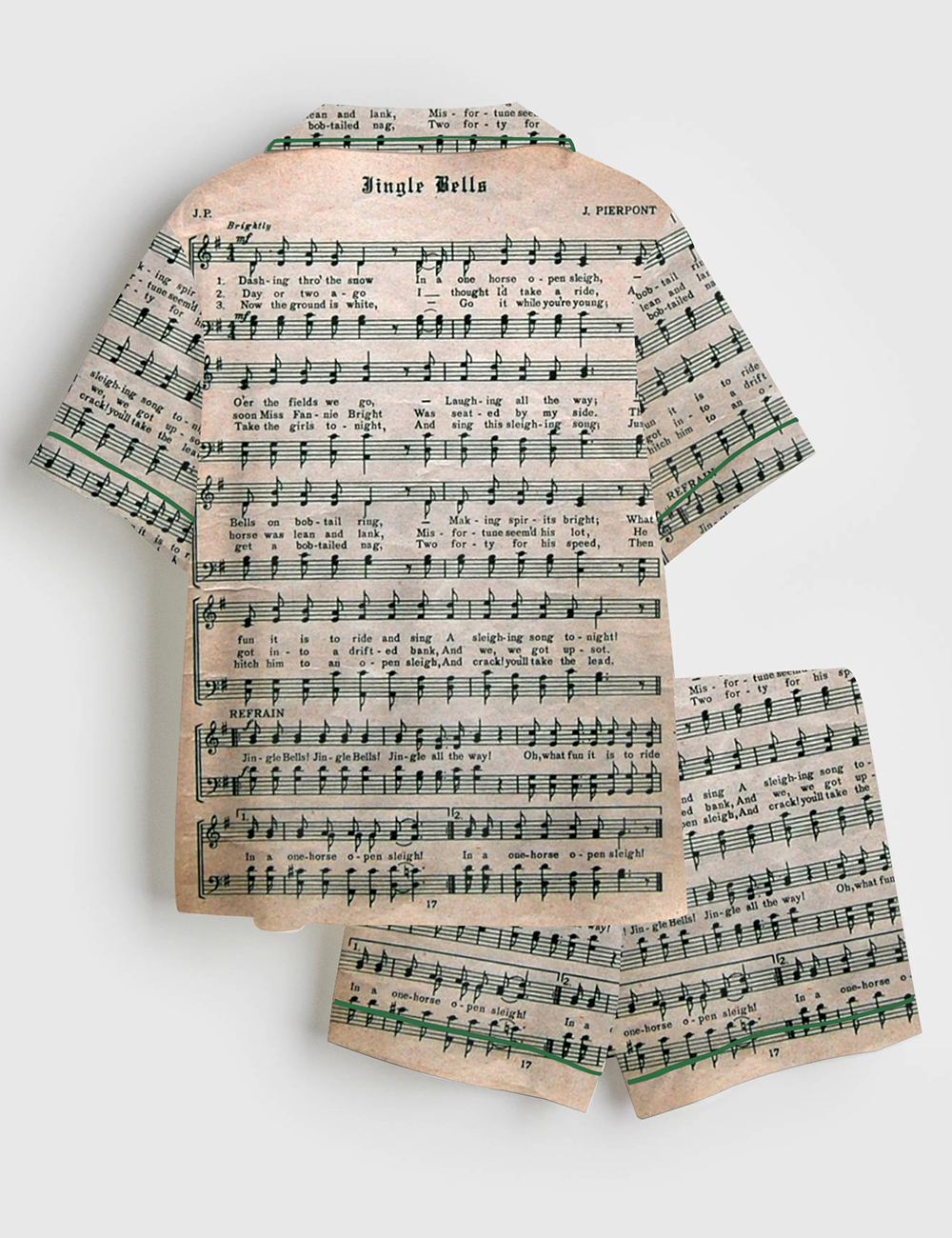 Alternative view of Women's Vintage Christmas Holiday Sheet Music Short Sleeve Satin Pajama Set