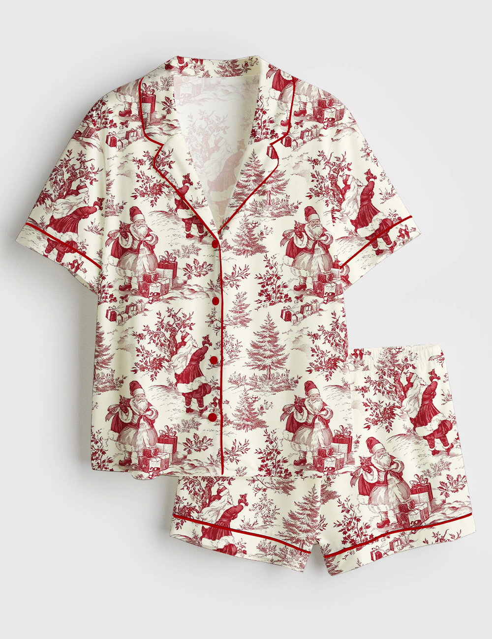 Women's Vintage Christmas Winter Holiday Snowman Gift Snowman Lovers Short Sleeve Satin Pajama Set