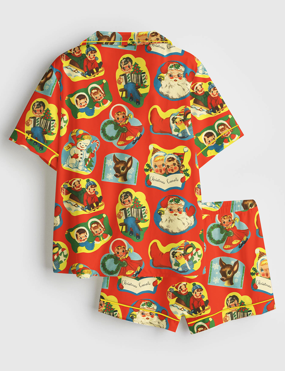 Alternative view of Women's Vintage Kitsch Christmas Retro Holiday Short Sleeve Satin Pajama Set