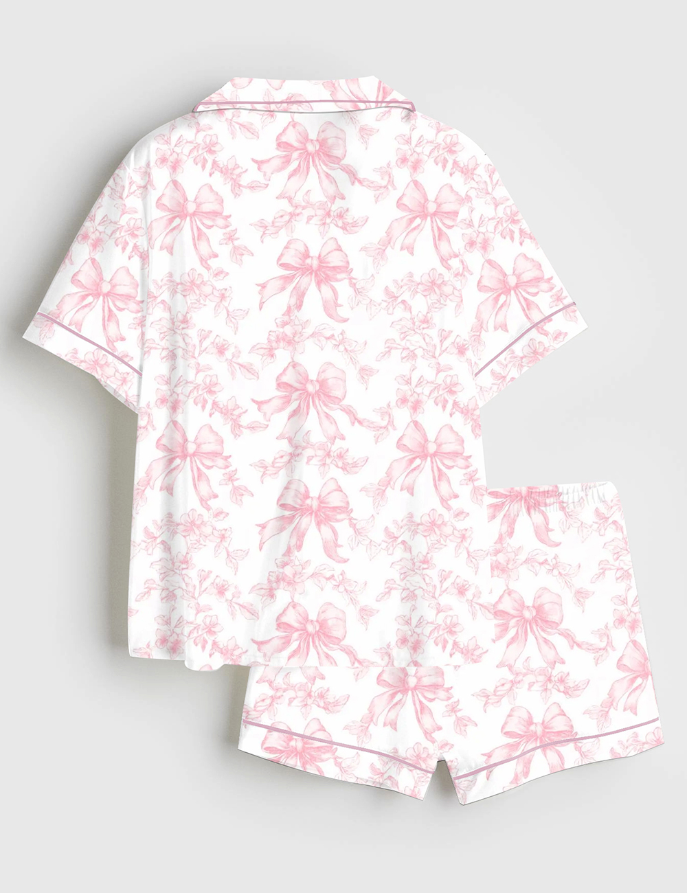 Alternative view of Women's Vintage Pink Toile Coquette Floral Short Sleeve Satin Pajama Set