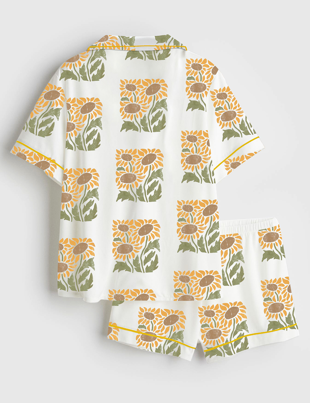 Alternative view of Women's Vintage Sunflower Wildflowers Short Sleeve Satin Pajama Set