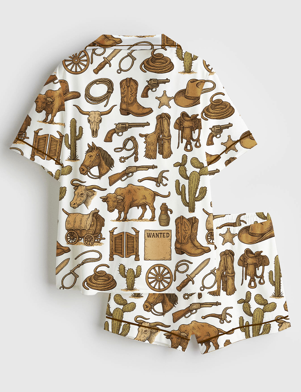 Alternative view of Women's Vintage Western Cowboy Short Sleeve Satin Pajama Set