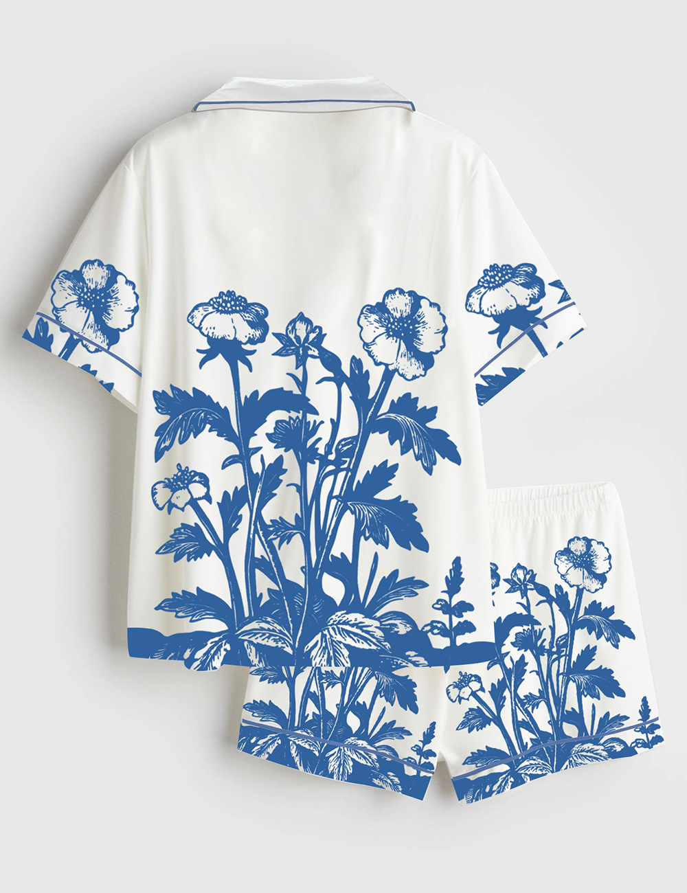 Alternative view of Women's Vintage Wildflowers 90s Retro Flowers Art Print Short Sleeve Satin Pajama Set