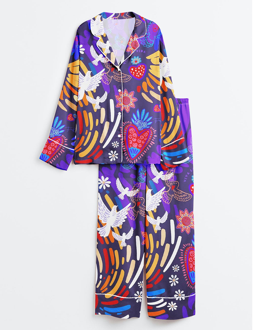 Women's Viva La Vida Long Sleeve Satin Pajama Set