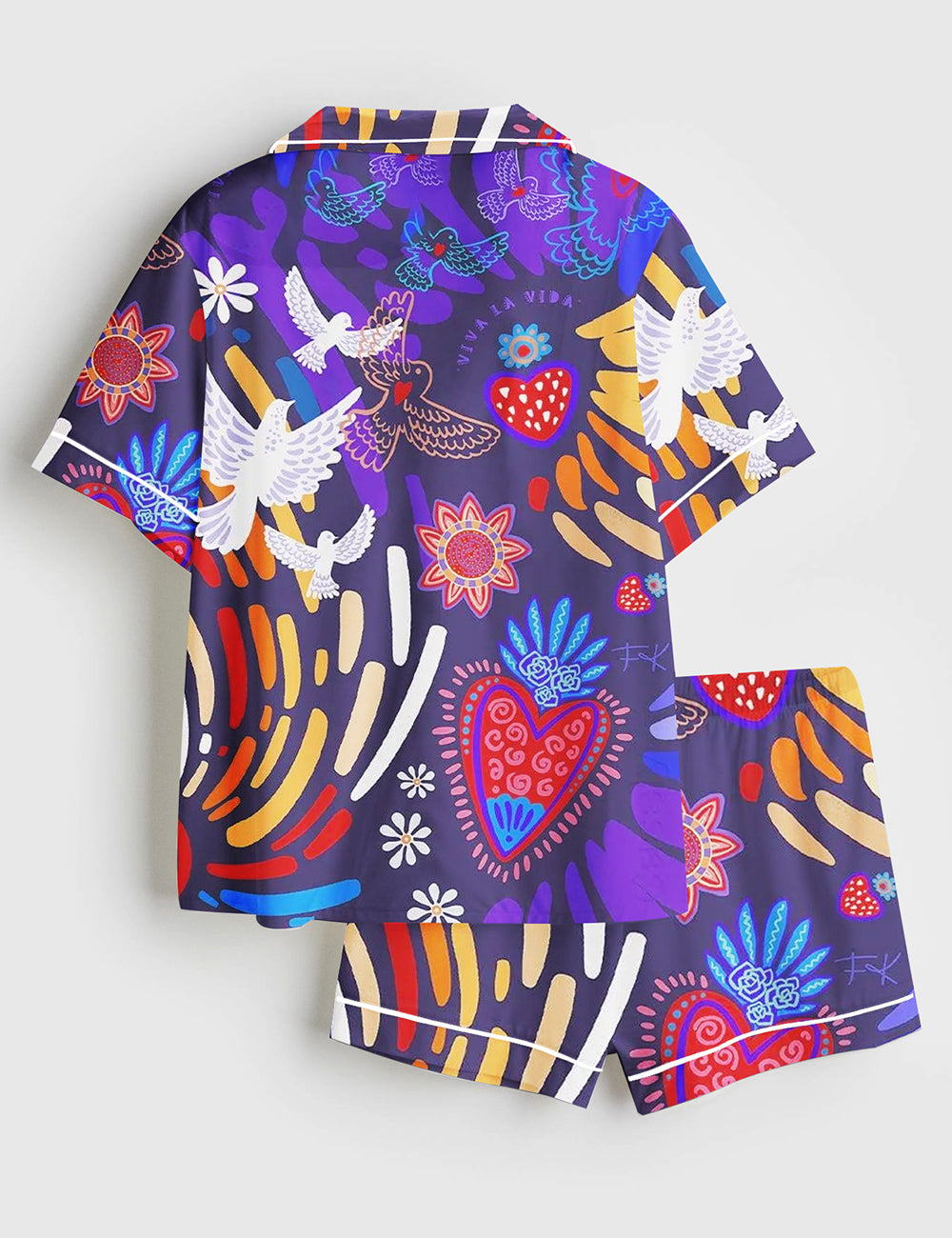 Alternative view of Women's Viva La Vida Short Sleeve Satin Pajama Set