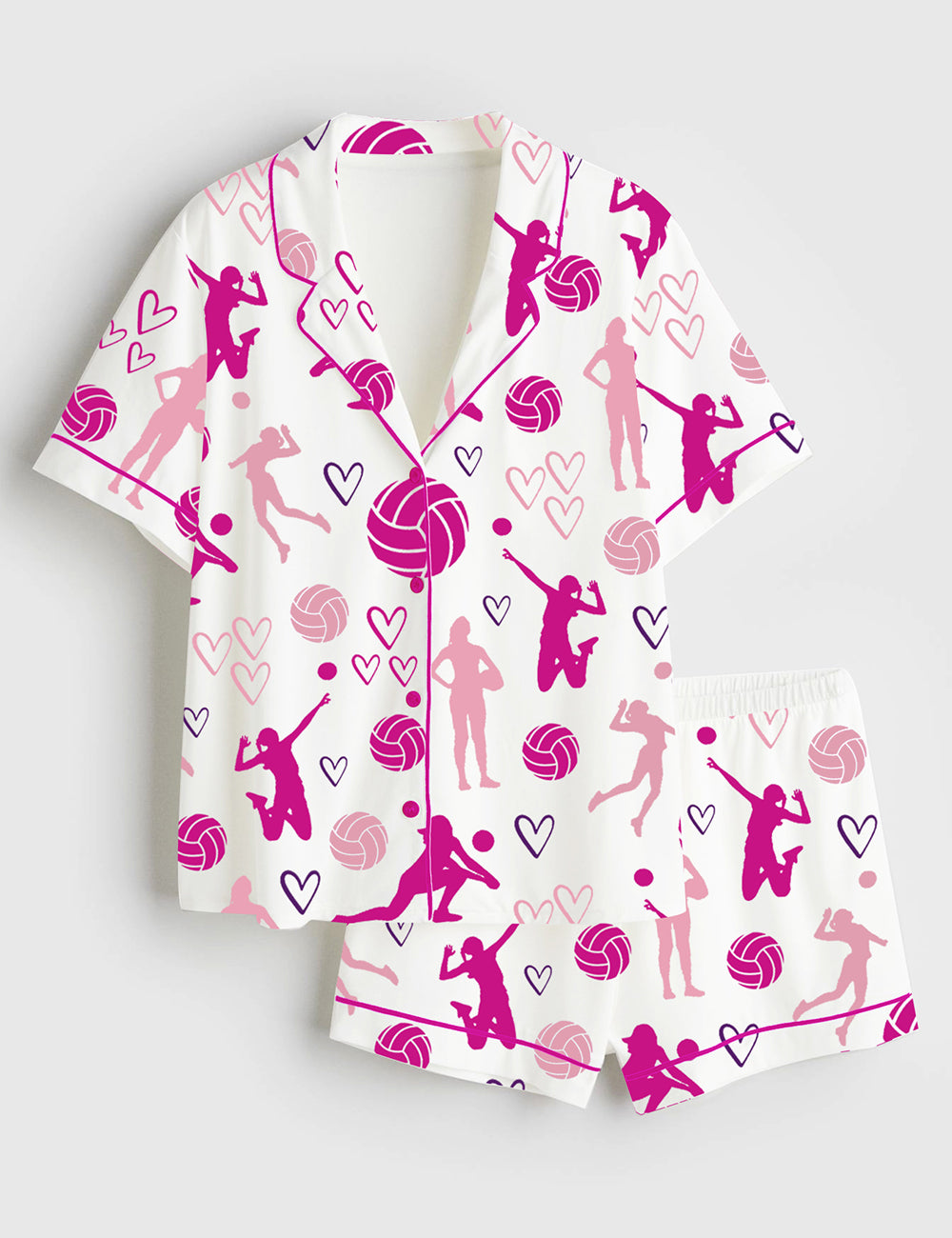 Women's Volleyball Short Sleeve Satin Pajama Set
