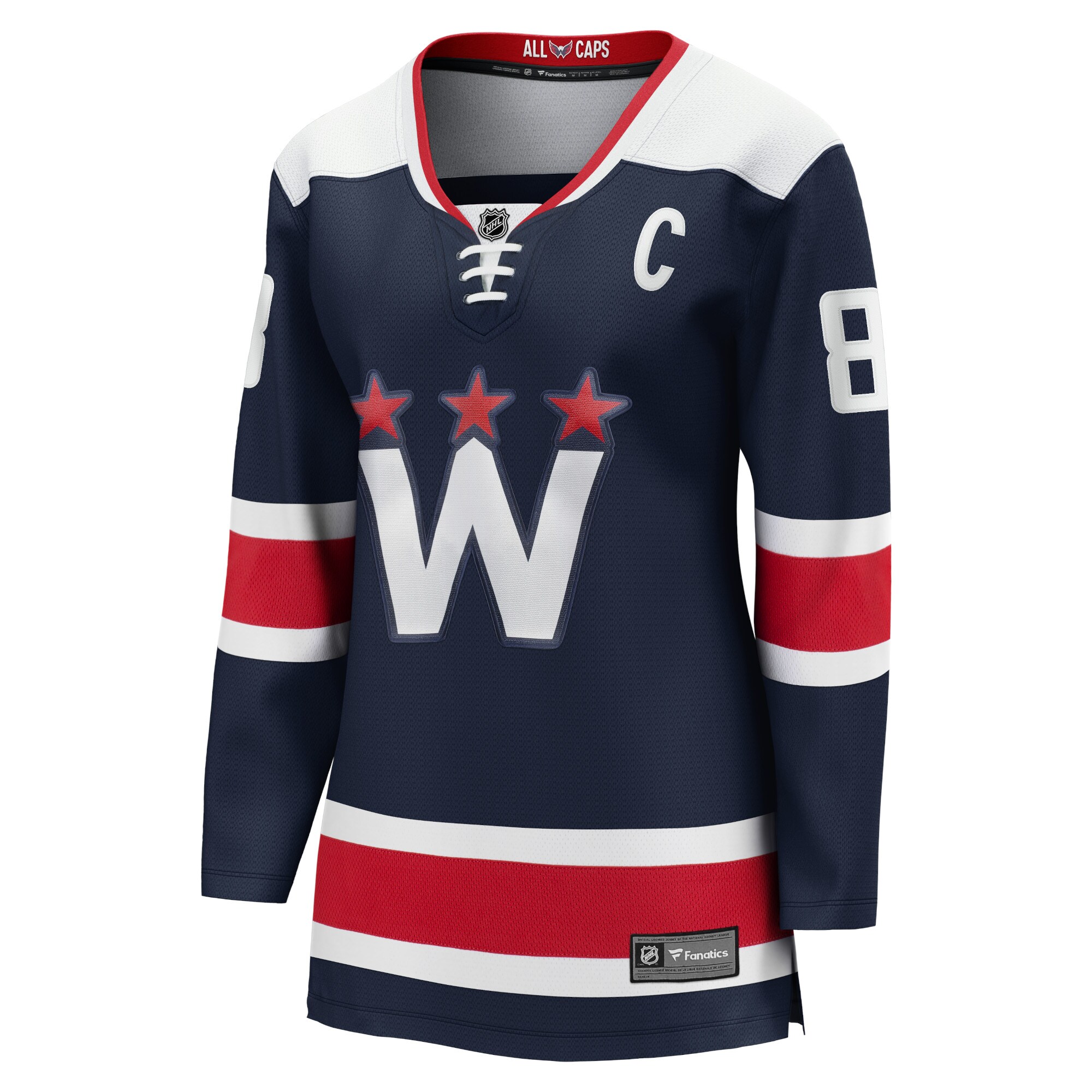 Alternative view of Women's Washington Capitals Alexander Ovechkin Navy Alternate Premier Breakaway Player Jersey - JS925 