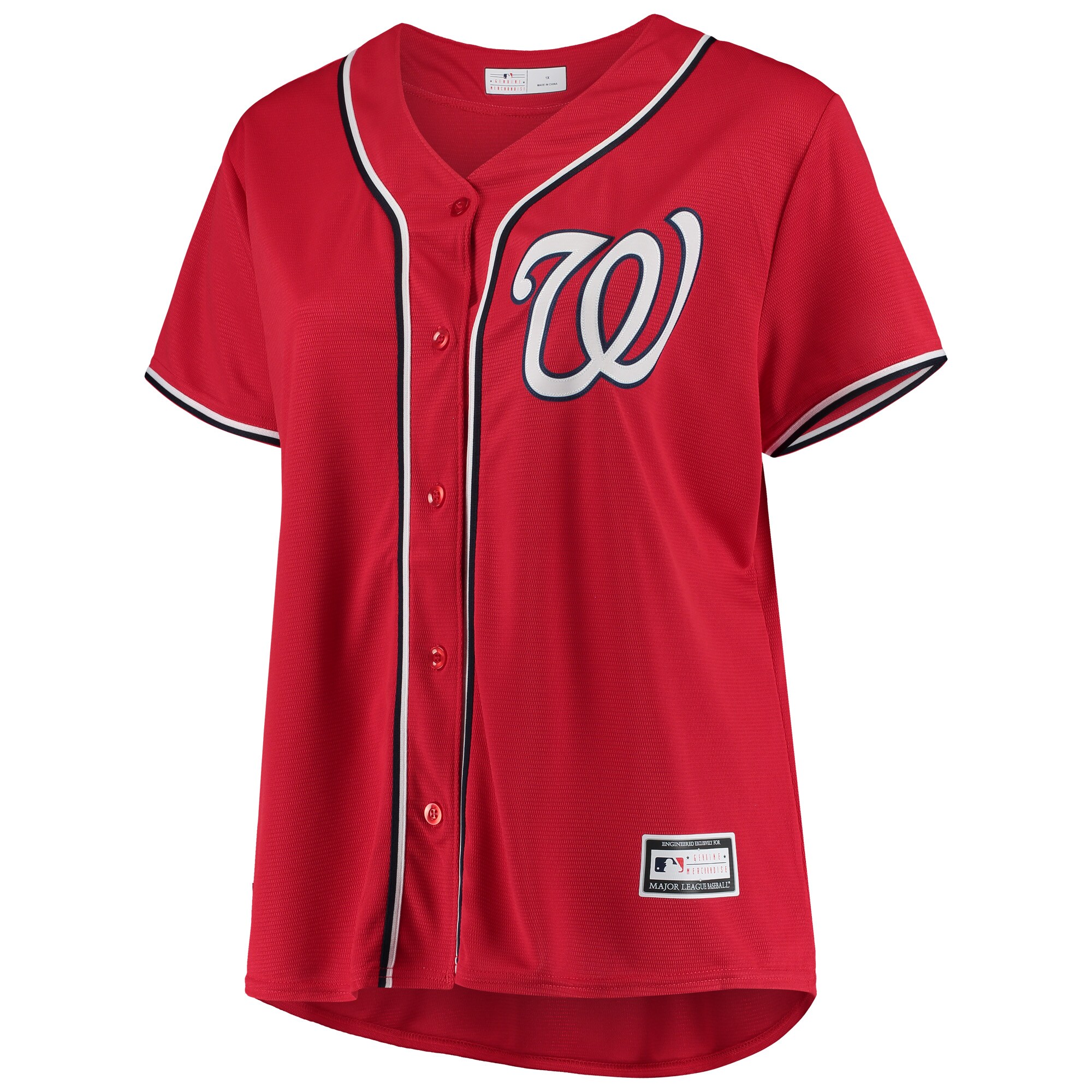 Alternative view of Women's Washington Nationals Red Plus Size Alternate Team Jersey - JS451 