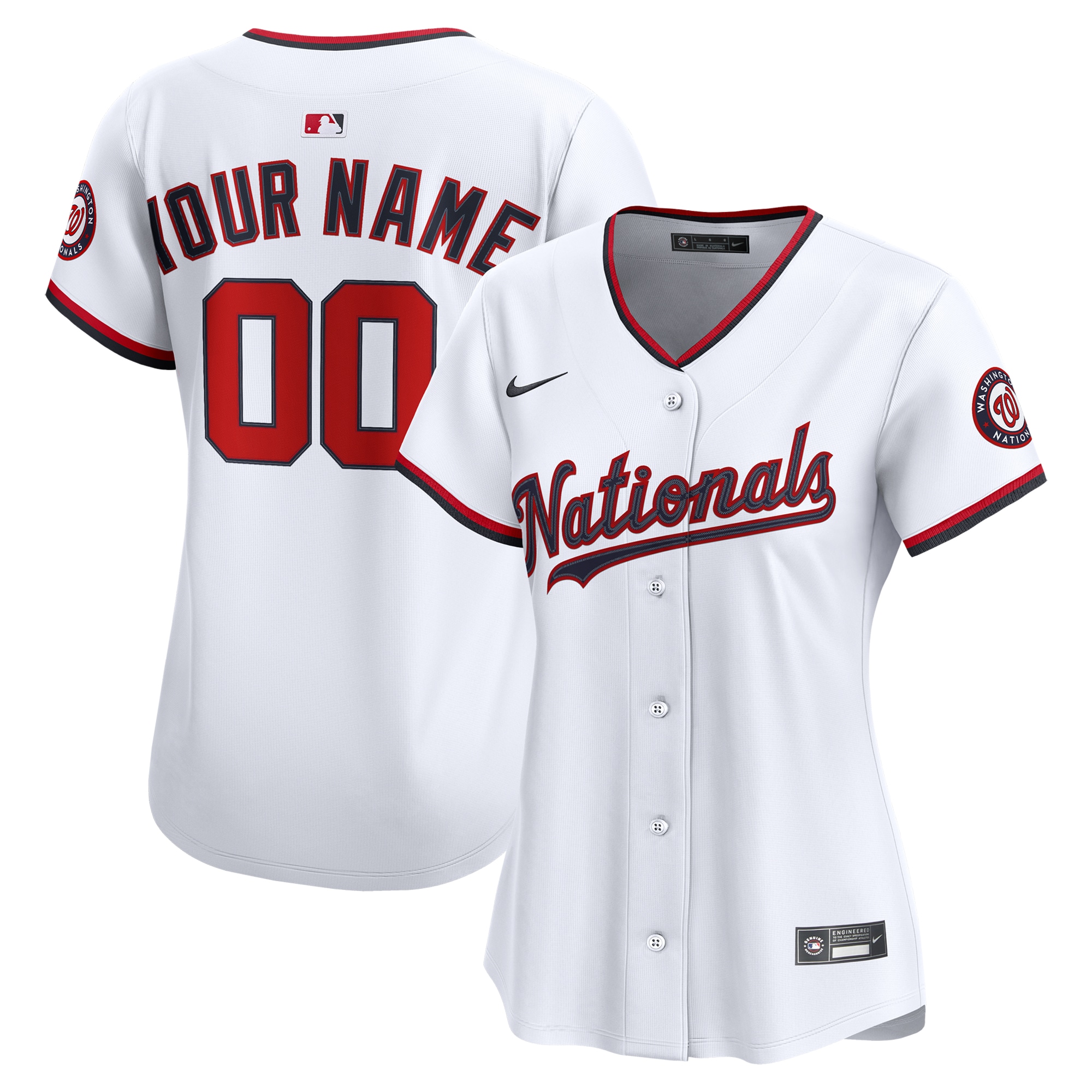 Women's Washington Nationals White Home Limited Custom Jersey - JS607 