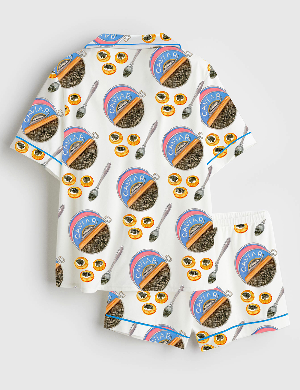 Alternative view of Women's Watercolor Caviar Art Print Short Sleeve Satin Pajama Set