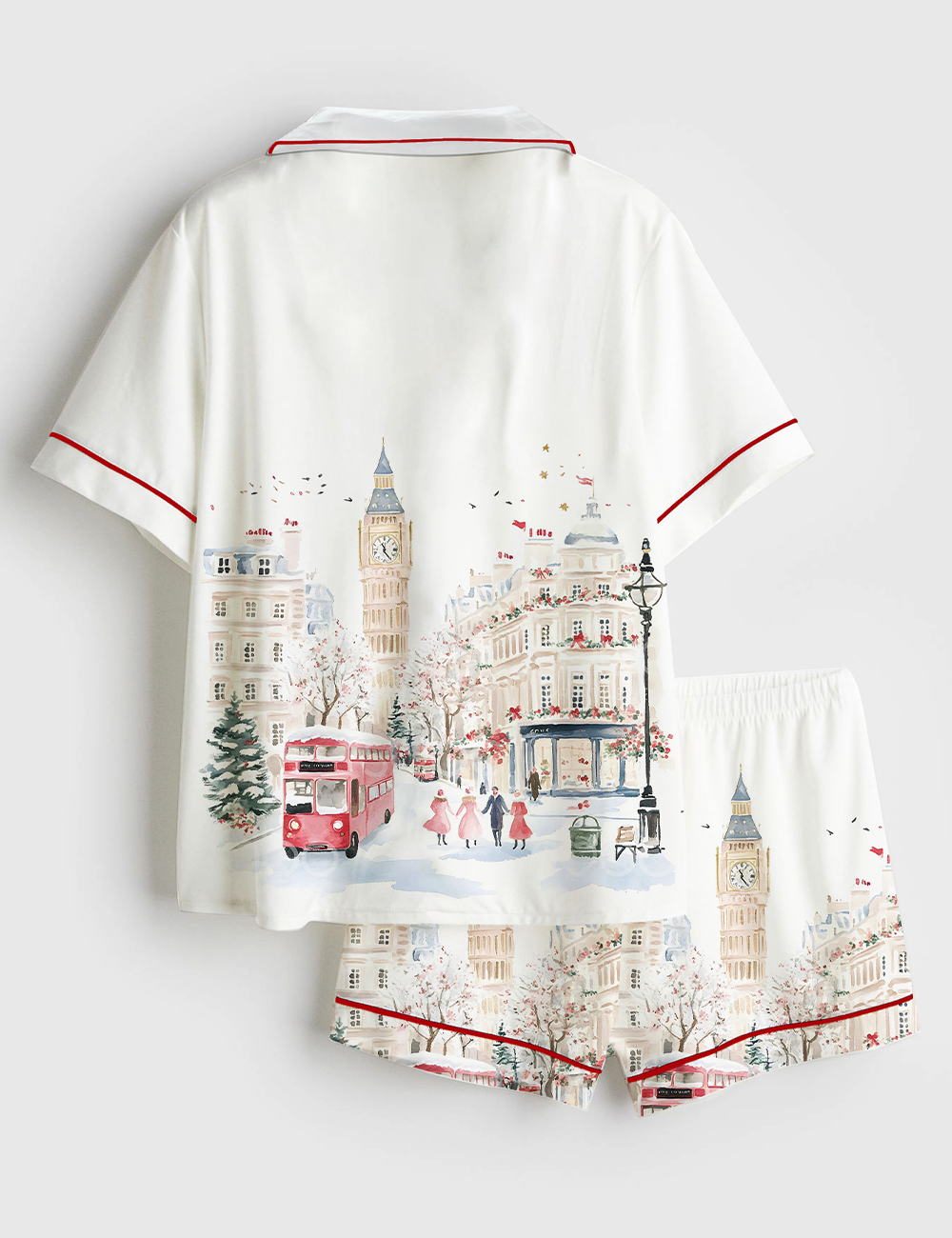 Alternative view of Women's Watercolor Christmas In London Winter London Travel Short Sleeve Satin Pajama Set