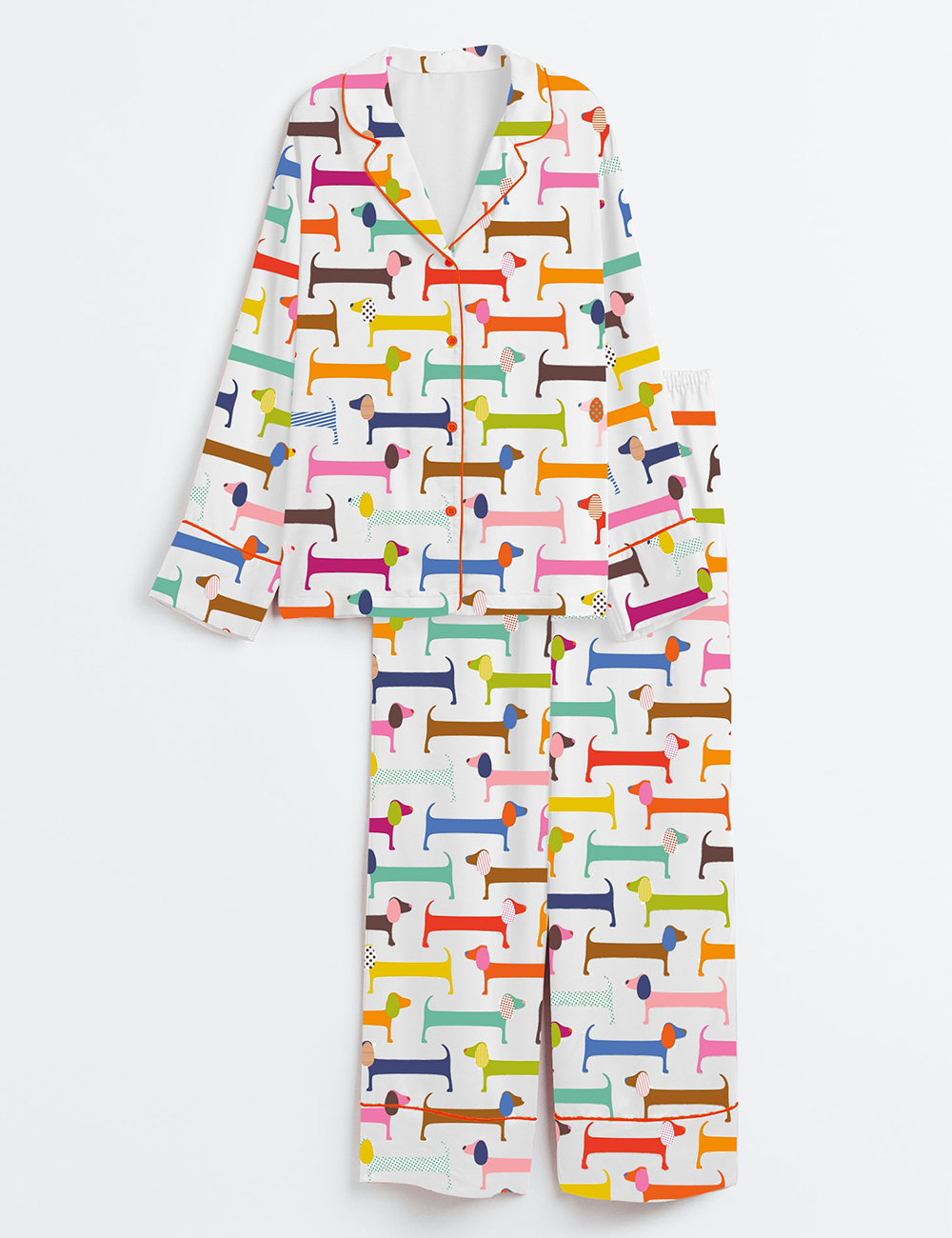 Women's Watercolor Dachshund Long Sleeve Pajama Set